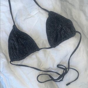 Sparkling Black & White Triangl Bikini Top